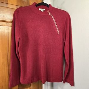 Hampshire Studio Luxelon Zip Neck Adorned Sweater
